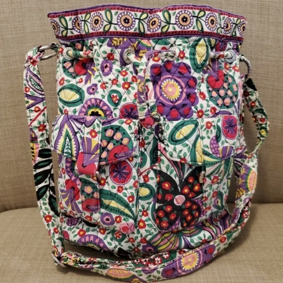 🌞 Vera Bradley Viva La Vera Quick Draw Bucket Style Retired Style Purse - Picture 2 of 14